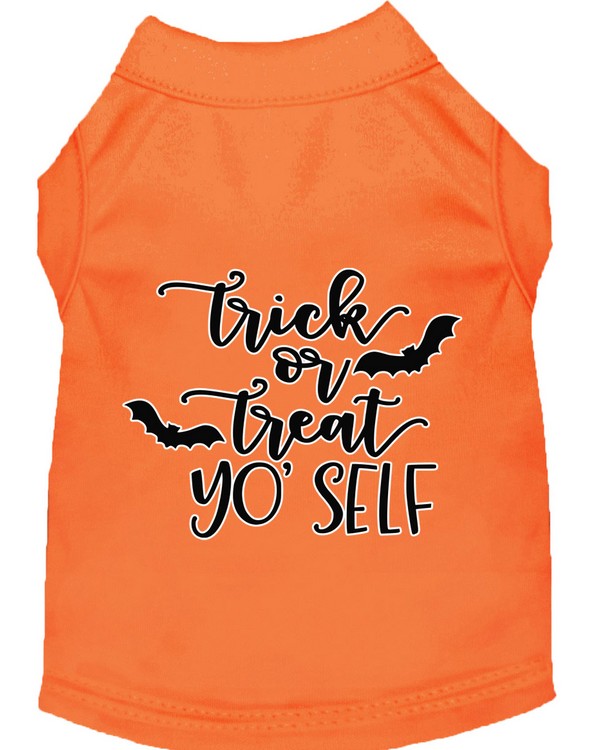 Trick or Treat Yo' Self Screen Print Dog Shirt Orange Med